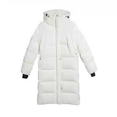 鸭鸭 纯色简约休闲时尚百搭通勤连帽长款羽绒服 男女同款