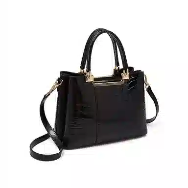 老人头 经典时尚优雅大气百搭实用鳄鱼纹通勤单肩斜挎包 头层牛皮 手提包 常规 女款 红色/黑色/棕色