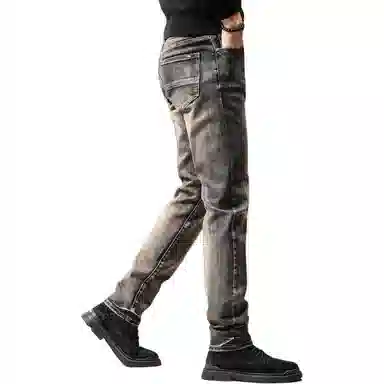 贵色 秋季 美式百搭时尚潮流休闲舒适直筒弹力小脚长裤牛仔裤 男女同款