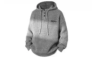 大卫贝肯 港风复古简约连帽基础款纯色字母印花宽松软糯秋冬慵懒套头外套针织毛衣 男女同款