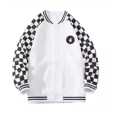 大卫贝肯  美式复古高街袖子格子纹设计日常通勤百搭休闲宽松潮流长袖棒球服 男女同款