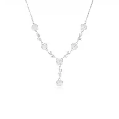 【999足银纯银 玫瑰花语】 福韵金 六桂福 浪漫中式国潮轻奢精致高级立体花朵温柔甜美森系小清新百搭锁骨链 银 项链 女款