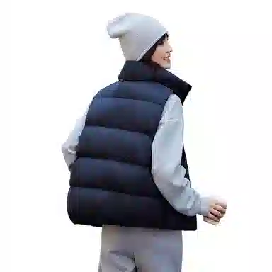 鸭鸭  黑金系列 纯色基础款保暖时尚宽松立领潮流百搭简约通勤  羽绒马甲  女款