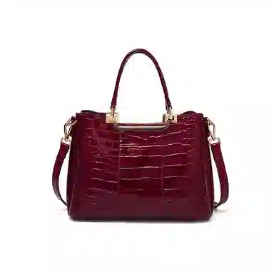 老人头 经典时尚优雅大气百搭实用鳄鱼纹通勤单肩斜挎包 头层牛皮 手提包 常规 女款 红色/黑色/棕色