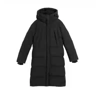 鸭鸭 纯色简约休闲时尚百搭通勤连帽长款羽绒服 男女同款