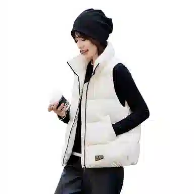 鸭鸭  黑金系列 纯色基础款保暖时尚宽松立领潮流百搭简约通勤  羽绒马甲  女款