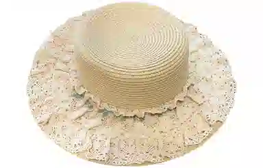 优幽兰 法式洛丽塔花朵蕾丝边草帽女时尚百搭高级感大帽檐平顶礼帽海边沙滩出游遮阳帽甜美 纤维素材料 防晒帽 女款