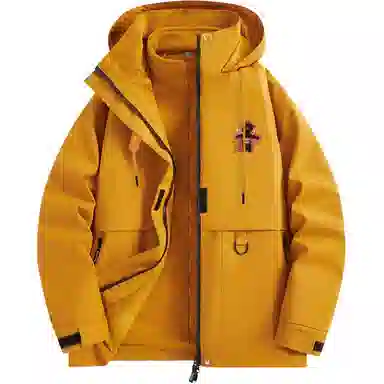 欧迪芬 明星同款宽松连帽长袖纯色高街简约基础款防风防水防污登山衣运动保暖防泼水时尚旅游户外徒步旅行露营山系情侣外套夹克 男女同款