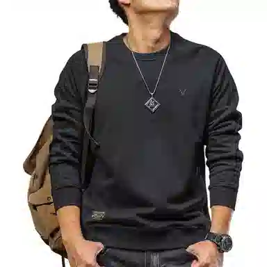 季言 美式重磅休闲运动圆领时尚简约百搭卫衣 男款