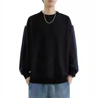 太子龍 春秋款青少年百搭拼接圆领套头打底衫卫衣 男女同款