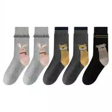 棉芝士 可爱卡通无骨中筒袜 男女同款