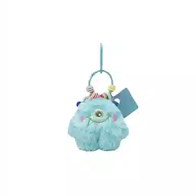 玄唐 萌萌大眼小怪兽彩链钥匙扣包包毛绒法公仔 聚酯纤维 挂件 男女同款情侣款