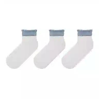 缎魅 撞色花边泡泡口中短袜 女款