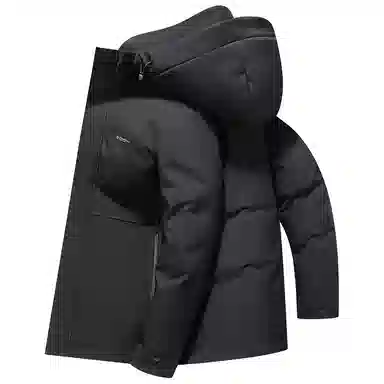 鸭鸭 三合一系列 中老年纯色商务休闲可拆卸帽短款户外防风保暖厚款羽绒服外套 男