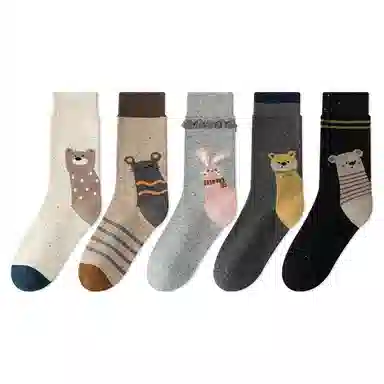 棉芝士 可爱卡通无骨中筒袜 男女同款