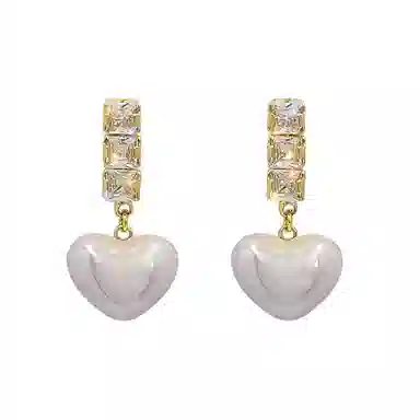 彤彤兔 百搭气质爱心耳环高级感小众设计个性耳饰女 合金树脂 耳钉 女款