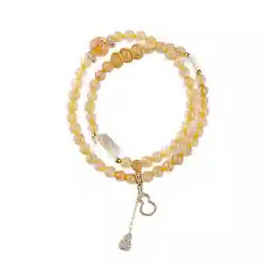 兮畔 【招财进宝 提升自信】黄水晶双圈手链新中式时尚#好运天然 金发晶 手串 女款