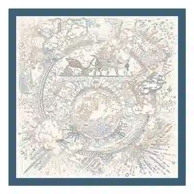 上海故事 双面印花人字纹中方巾 桑蚕丝 丝巾 女款