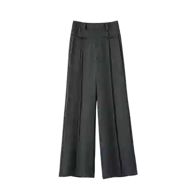 晚白 时尚通勤半松紧高腰窄版休闲裤 女款