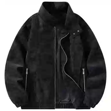 帕丁顿熊 复古日系工装拼接夹克外套简约宽松翻领休闲防风机车皮衣 男女同款