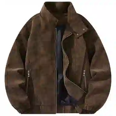 帕丁顿熊 复古日系工装拼接夹克外套简约宽松翻领休闲防风机车皮衣 男女同款