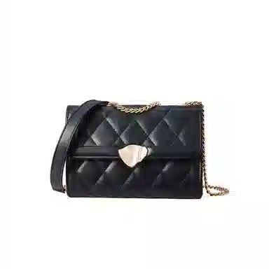 红蜻蜓 百搭少女包法式小香风通勤链条包时尚菱格包 聚氨酯拼合成革 单肩包腋下包手提包斜挎包 女款 黑色/米白色