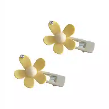 蒙妮 甜美奶黄色花朵鸭嘴夹 树脂/合金 发夹 女款