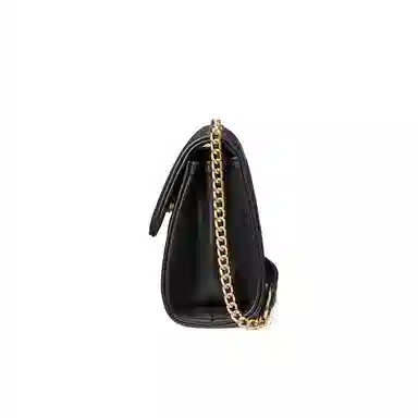 红蜻蜓 百搭少女包法式小香风通勤链条包时尚菱格包 聚氨酯拼合成革 单肩包腋下包手提包斜挎包 女款 黑色/米白色