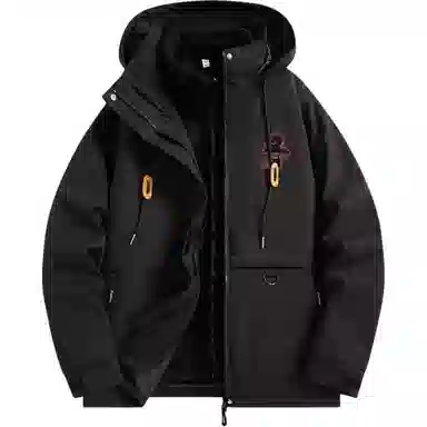 欧迪芬 明星同款宽松连帽长袖纯色高街简约基础款防风防水防污登山衣运动保暖防泼水时尚旅游户外徒步旅行露营山系情侣外套夹克 男女同款