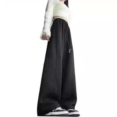 欧迪芬 宽松直筒运动高腰休闲裤 女款