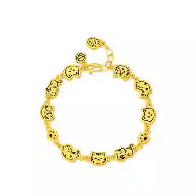 【S925银 好运猫猫】 福韵金 六桂福 快乐哈基米猫咪饼干小鱼干轻奢高级温柔可爱甜美简约小众设计百搭手链 银 手饰 女款