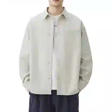 金盾 潮流长袖宽松纯色衬衫 男款