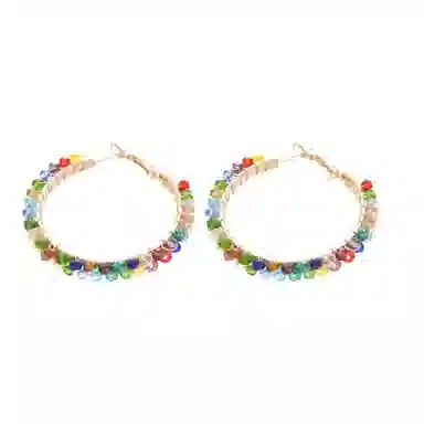 彤彤兔 百搭时尚彩色耳钉女小众设计感高级耳圈个性大气耳饰 合金树脂 耳环 女款