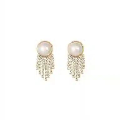 彤彤兔 复古镶钻耳环女温柔港风百搭设计感耳饰 合金树脂 耳钉 女款