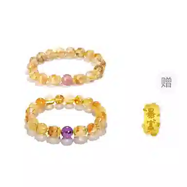 【泼天富贵 限赠發财贴】 水贝 新中式国潮日进斗金吞金兽 财源广进 考试上岸 否极泰来 时来运转日常百搭 黄水晶 手串 男女同款情侣款