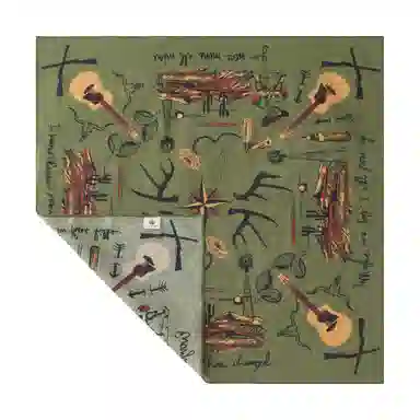 滚烫时光 仙人掌与吉他 棉 方巾头巾领巾 男女同款情侣款