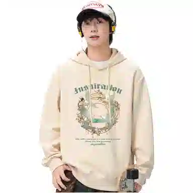 兰缪 中性风美式复古街头潮流男友风柔软舒适时尚休闲高品质重磅连帽卫衣 男女同款