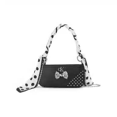 Calvin Klein Edor Woven Flower Shoulder Bag Black