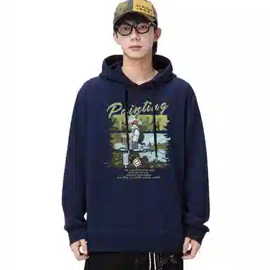 兰缪 日常通勤款款嘻哈街头中性风美式复古潮流男友风柔软舒适时尚休闲高品质重磅连帽卫衣 男女同款