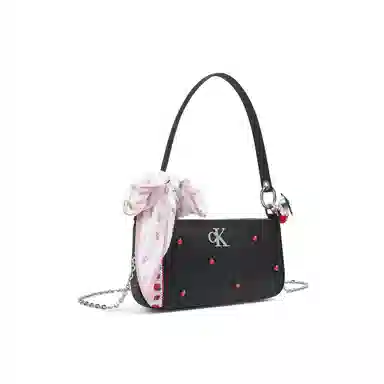 Calvin Klein Snow Country Love Letter Ido Lace Rhinestone Shoulder Bag Black