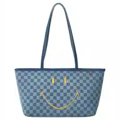Lee x Smiley Checkered Tote Bag Blue