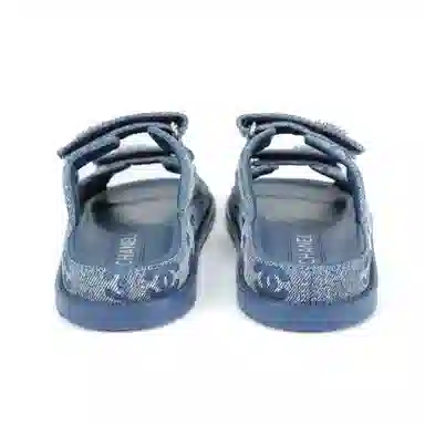 CHANEL Miel Denim Flat Sandals Blue