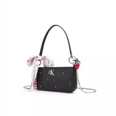 Calvin Klein Snow Country Love Letter Ido Lace Rhinestone Shoulder Bag Black
