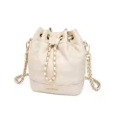 红蜻蜓 小香风链条包高级感百搭精致时尚手提斜挎包双肩包 合成革 单肩包 女款 米白色/黑色