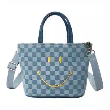 Lee x Smiley Checkered Tote Bag Blue