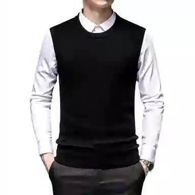 太子龍 羊毛无袖中年圆领羊毛针织衫 男款