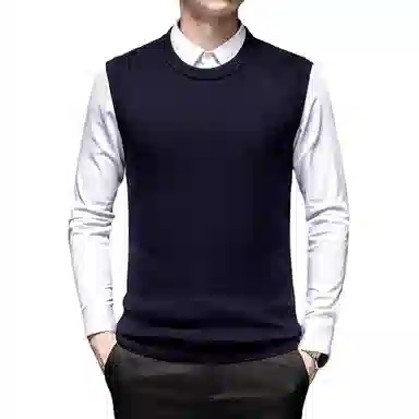 太子龍 羊毛无袖中年圆领羊毛针织衫 男款