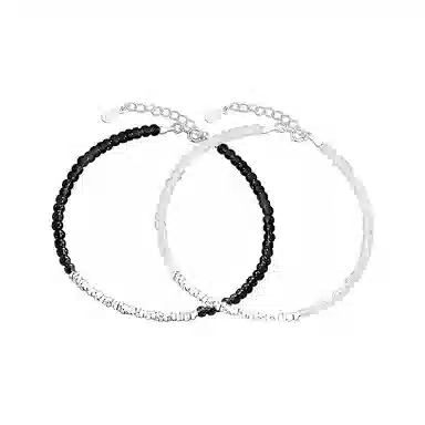 【S999足银纯银】 七七银饰 碎银盘缠 发财暴富 新中式国潮风复古设计 简约时尚轻奢本命年转运珠 招财纳福好运 玛瑙 手链 男女同款情侣款