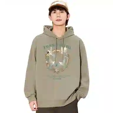 兰缪 嘻哈街头中性风美式复古潮流男友风柔软舒适时尚休闲高品质重磅连帽卫衣 男女同款