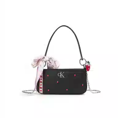 Calvin Klein Snow Country Love Letter Ido Lace Rhinestone Shoulder Bag Black
